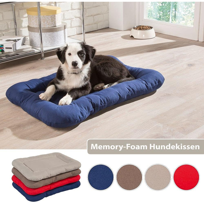 Ортопедичне ліжко для собак KAHU® з віскоеластичною піною (50x76 см) • М'яке, легко миється • Водовідштовхувальне, блакитне ліжко для собак