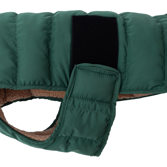Зимовий теплий одяг для собак: двосторонній теплий одяг з пуховим дизайном, теплий одяг з Sherpa, сучасна куртка для собак, зимовий одяг для собак (зелений/бежевий, 65)