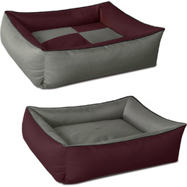 Ліжко для собак BedDog MAX Quattro 2в1 XL з бортиками, велике, зносостійкий кордур, пране, диван для собак, для дому та вулиці, бордо-сірий