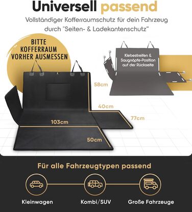 Захист для багажника автомобіля для собак HELDENWERK - універсальний, водовідштовхувальний, стійкий до подряпин, з захистом бокових панелей та краю завантаження. Підходить для собак.