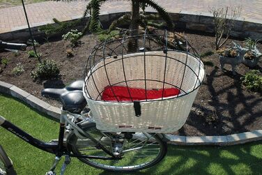 Корзина для собак на багажник Marcus Hundefahrradkorb XXL з плетіння з лози та металевим ґратом, з подушкою