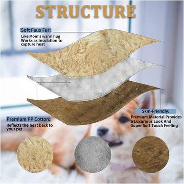 Килимок для собак у подорожі, м'яке складне ліжко для собак, килимок для переноски, плюшевий коврик для собак і котів, 70 x 50 см, коричневий