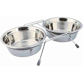 Набір мисок TRIXIE з захистом від перекидання, нержавіюча сталь, 2 шт по 1,5 л, сірий