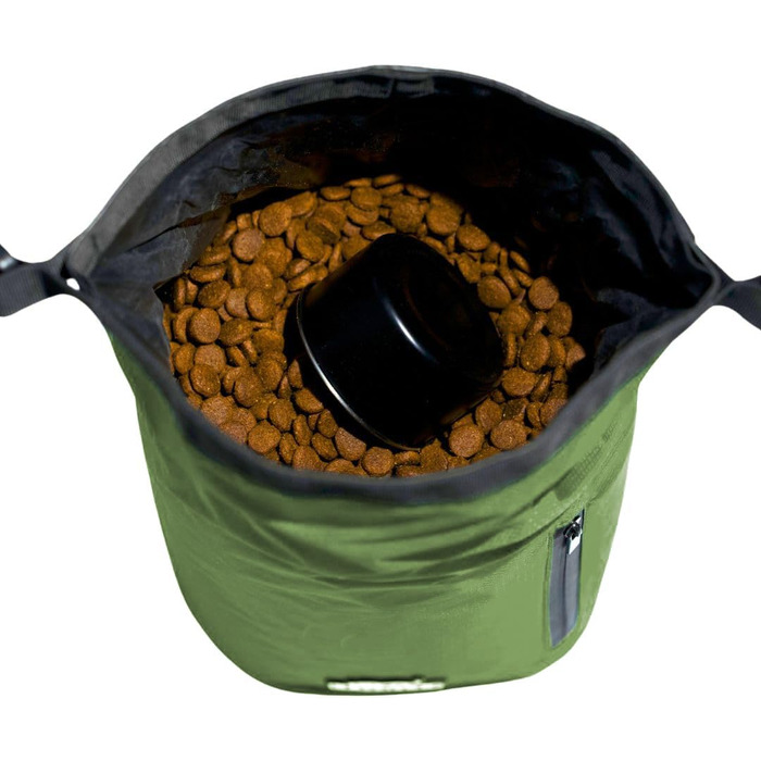 Сумка для корму для собак Callieco з мірною ложкою та кишенею на блискавці, водонепроникний контейнер для дому, подорожей, кемпінгу, перельоту та іншого (Зелений, 32 порції)