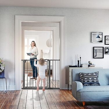 Захист для дитячих воріт HENGMEI: сітка для сходів, без свердління, 180° відкривання, 105-115 см (Білий)