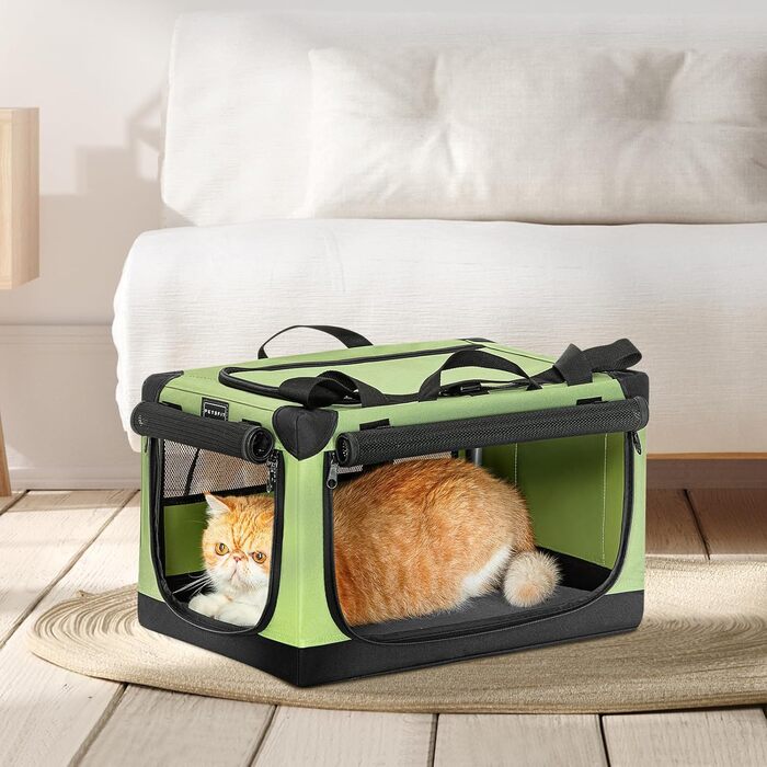 Складана транспортна сумка Petsfit для собак і котів XS, зелена, для подорожей та авто, міцна тканина, регульований чохол, посилені шви