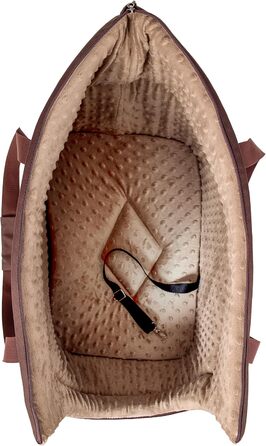 BOUTIQUE ZOO Сумка-переноска для собак XL (до 15 кг) – велика переноска для середніх собак та котів – м'яка, складна та пральна – 52×35×39 см – (Д 52 x Ш 35 x В 39 см, Коричневий Бежевий/Мінки)