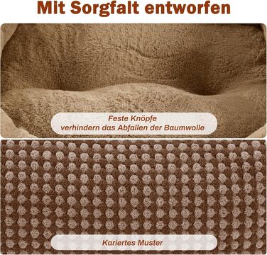 FURTIME Лежанка для собак середнього розміру, кошик для собак, миється, пухнаста, з неслизьким покриттям, заспокоююча лежанка для собак та котів середнього та малого розміру, 63x53x20 см, коричнева