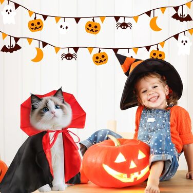 Костюм на Хелловін для дорослих: милий собака, костюми на Хелловін, накидка вампіра, регульований костюм для домашніх тварин з нагрудником, довжина спини 40 см, накидка вампіра-чаклуна, костюми для котів