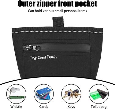 Сумка для ласощів для собак DONGKER з магнітним закриттям, поясна сумка для ласощів для тренувань та виховання цуценят, швидке винагородження, чорна