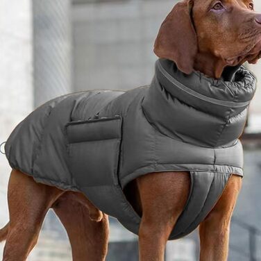Зимові куртки для собак, водонепроникні та вітронепроникні - тепла сіра куртка для тварин