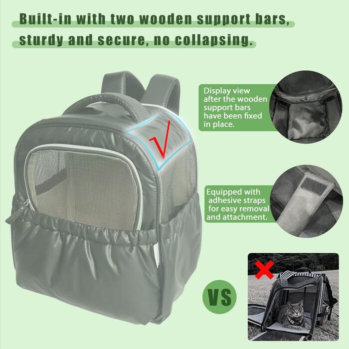 Розширювана переносна коробка для котів – складана переноска для котів та маленьких собак до 6 кг, легка переноска для собак, дихаюча та компактна переноска, світло-сіра (чорна)