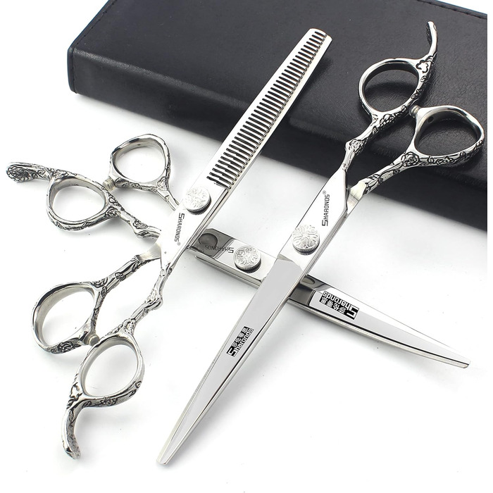 Професійні ножиці для перукарів 6/7 дюймів з візерунком троянд, комплект 3 шт. з японської нержавіючої сталі