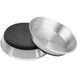 Набір з 2 нержавіючих мисок для котів та цуценят, широкі та плоскі, з антиковзною основою