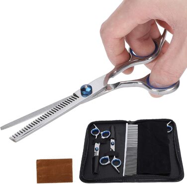 Набір для грумінгу собак: професійні ножиці, ножиці для розрідження шерсті, гребінець, ножиці для собак, котів та інших тварин