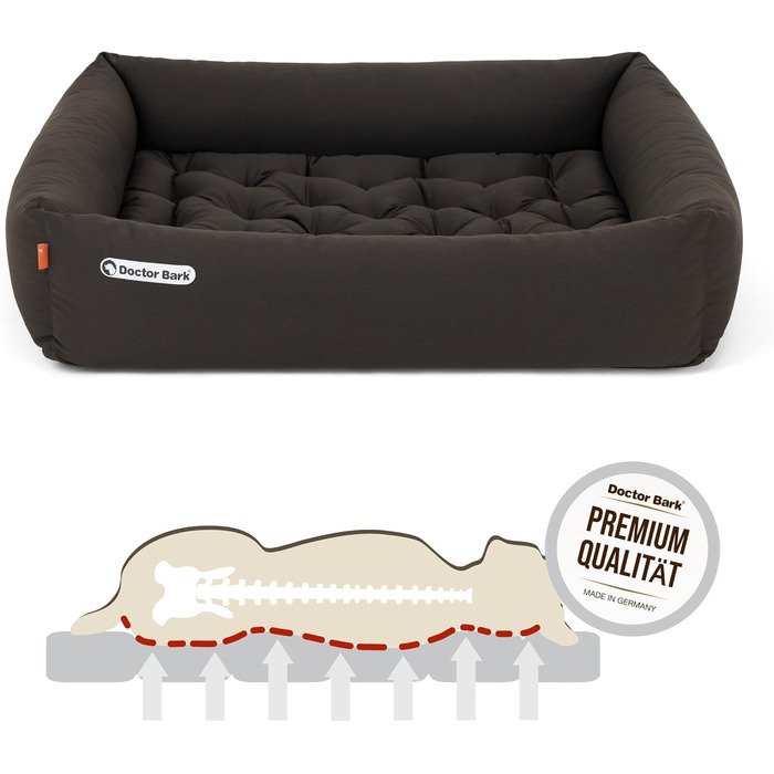 Ортопедичне собаче ліжко Doctor Bark - миється до 95°C, гігієнічне, без запаху, для середніх собак, з м'якою підстилкою (L - 90x80 см, коричневе)