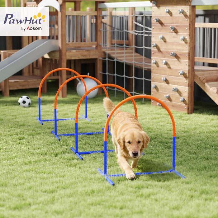 Набір для дресирування собак PawHut Agility (4 предмети), синій та помаранчевий, 88x64x95 см