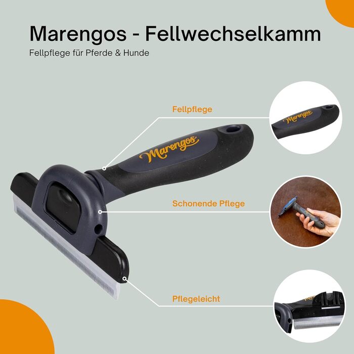 Гребінець для шерсті коня та собаки Marengos | Видаляє підшерсток та зимове хутро | Здорове шкірне покриття та блискуча шерсть | Гребінець для гриви коня | Допомога у линянні коней та собак | Аксесуари для коней