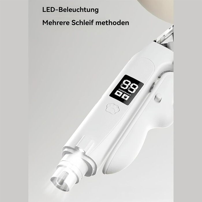 Триммер для когтів домашніх тварин 2-в-1 з LED-підсвічуванням Krallenschneider, з контейнером для збору, тихий мотор