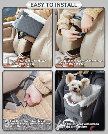 Автокрісло для собак Petsfit - сірий, для маленьких собак до 6 кг, з захисними гаками та знімним килимком