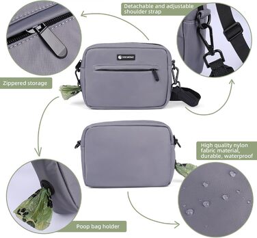 Сумка для ласощів для собак COOWONE - водонепроникна сумка для прогулянок з диспенсером для собачих екскрементів (світло-сіра)