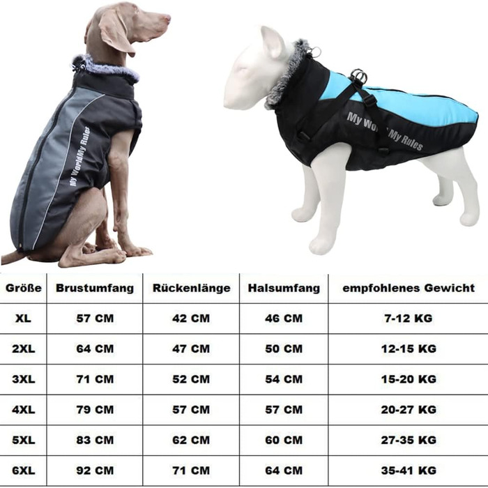 Водонепроникна куртка для собак на зиму, 6XL, сіра. З кріпленням для повідка, регульована, для великих і середніх собак. Ідеально для занять спортом на відкритому повітрі.