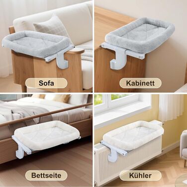 Ліжко для кота на батарею GUUSII HOME - тепле місце для відпочинку вашого улюбленця (58x33x15 см, сірий)