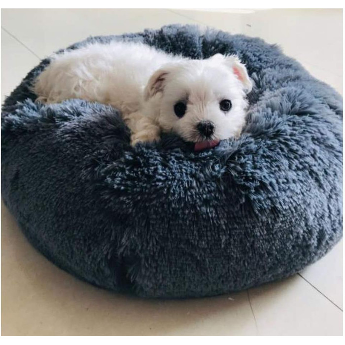 М'яке ліжко для собак Maran Gemütlich знімні та пральні подушки. Кругле або овальне гніздо, 50*50*20 см, сірий колір.