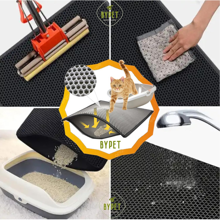 Килимок під лоток для котів BYPET, 58 см, круглий, з дизайном 