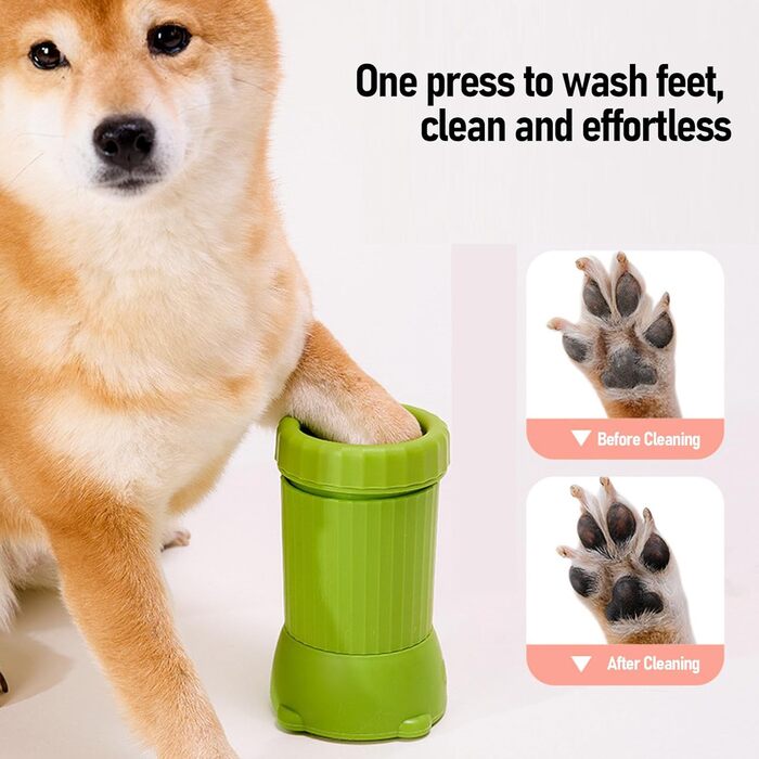 Електричний мийка лап для собак Asixxsix, портативна 360-градусна мийка лап з присоском, автоматична для малих, середніх та великих порід (GREEN)