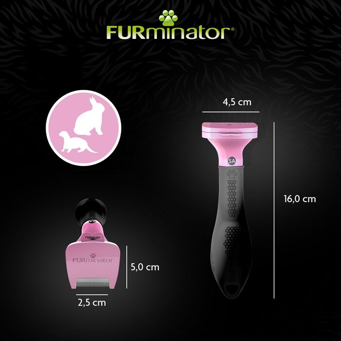 FURminator інструмент для видалення підшерстка для дрібних тварин - щітка для кроликів, гризунів та інших - покращений дизайн версії 2.0