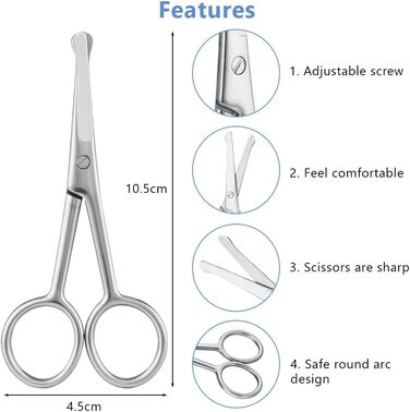 Набір ножиць для собак, 4 шт. з нержавіючої сталі: тример для домашніх тварин, ножиці для нігтів, ножиці для витончення, вигнуті ножиці та гребінець для грумінгу собак, котів та інших тварин (1 маленька ножиця)