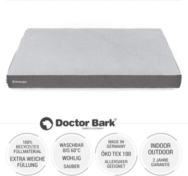 М'який лежак для собак Doctor Bark великих порід, 117x80 см, сірий, GreenLabel (XL, миючий)
