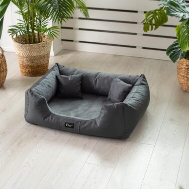 Ортопедичне ліжко для собак Eden, велике, середнє, маленьке - подушка для собак, килимок для собак з еко-шкіри + тканина Alcantara - зняття болю, стійке до зношування, міцне (XXL, сірий) XXL сірий