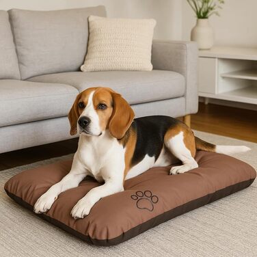 Матрац для собак, лежанка для собак великих, середніх та маленьких порід - водонепроникний килимок для собак, м'який лежак з піною, Outdoor та міцний матрац для собак - 115x80x12 см, світло-коричневий R3(115 x 80 см), світло-коричневий