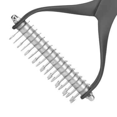 Гребінець для собак та котів з довгою шерстю, 2-етапний, для видалення підшерстя, з цинкової сплави, довговічний, для бережного догляду за шкірою, ефективний проти ковтунів та випадання шерсті (Чорний, L)