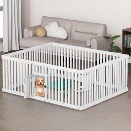 Клітка для цуценят FASRIOU Indoor 65 см, пластикове огородження для собак з антиковзкими присосками, вольєр для маленьких собак, 18 панелей (168 x 135 x 65 см), з окремими секціями