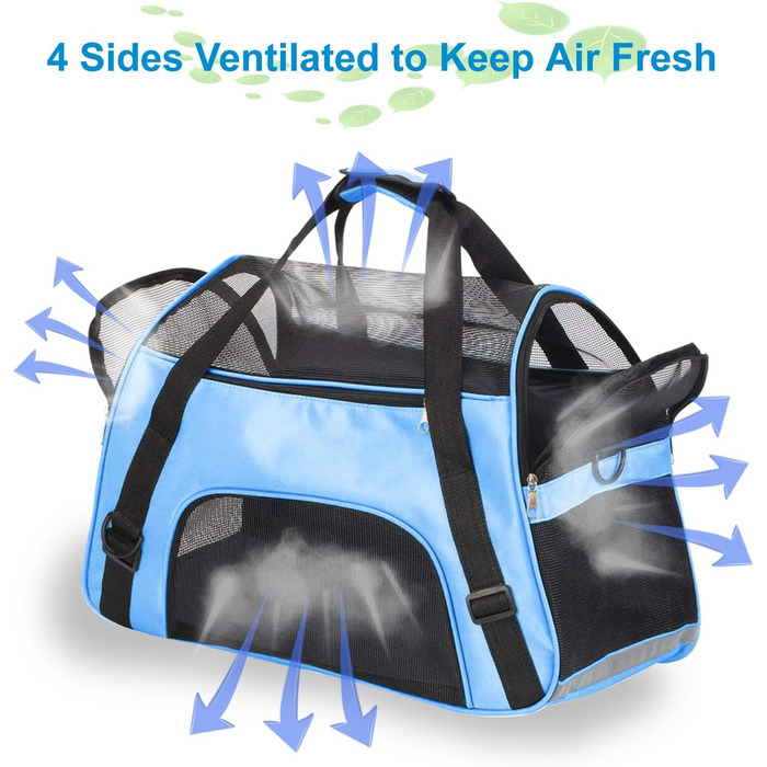 Транспортна переноска для тварин: кіт, собака, кролик, хом'як. Переноска для подорожей літаком, м'яка, з плечовим ременем (M, 47x27x28 см, до 5 кг)