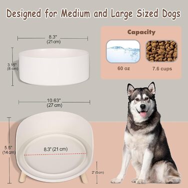 Миска для собак великих порід, керамічна, 1800 мл, біла