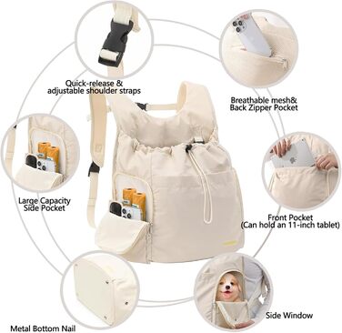 Рюкзак-переноска для собак Galatée: зручний та вентильований для подорожей, кемпінгу та прогулянок