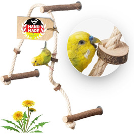 Vogelgaleria® мотузка-перекладина з 3 дерев'яними жердочками для хвилястих папуг, корел та інших птахів, для клітки