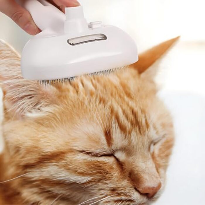 Щітка для котів ZottelBürste Vierpfotenmarkt з автоочищенням та розпилювачем – для блискучого хутра, рожева