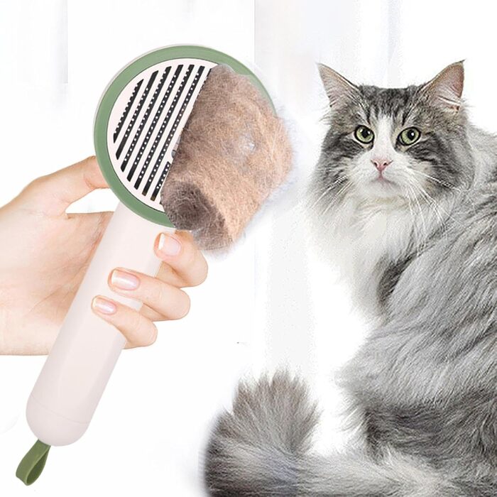 Гребінець для котів Slicker Brush – видалення шерсті, проти випадання, з UV-ф функцією, антиковзаюча ручка, для купання та подорожей, білий