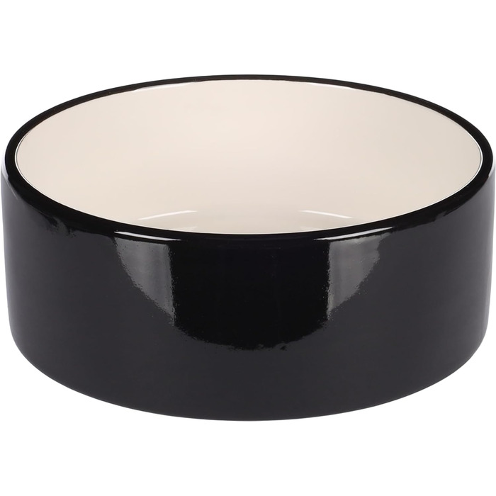 Миска для собак Flamingo Rocky, кераміка, 1700 мл, чорно-біла, для великих собак, миється в посудомийній машині