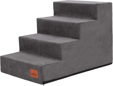 Драбина для собак і котів Savoy, 4 сходинки, графіт, антиковзка, міцна, 60x40x40 см