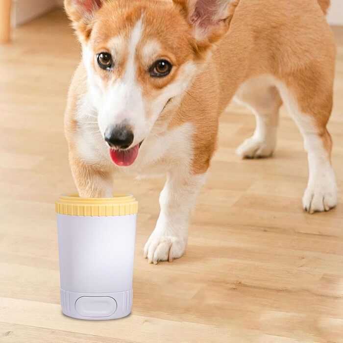 Миска для миття лап собак, очищувач лап, портативна підставка для миття лап, інструмент для чищення лап, мийка для собак (жовта)