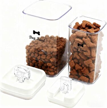 Набір контейнерів для корму для собак (2 шт.) – повітряний, BPA-free, прозорий, для ласощів та сухого корму