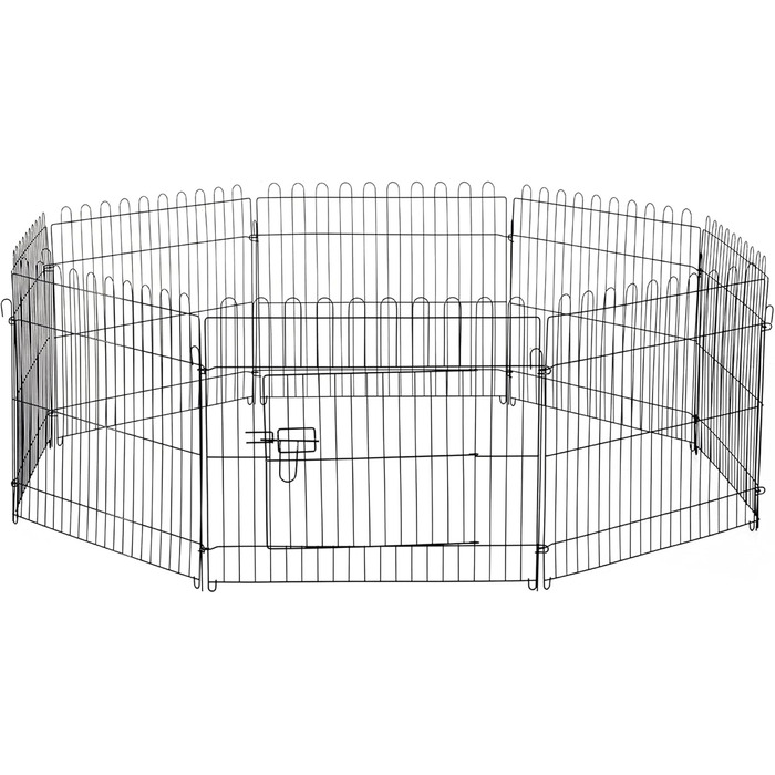 Забіг для цуценят PawHut, металевий, Ø120 x 60 см, чорний, M