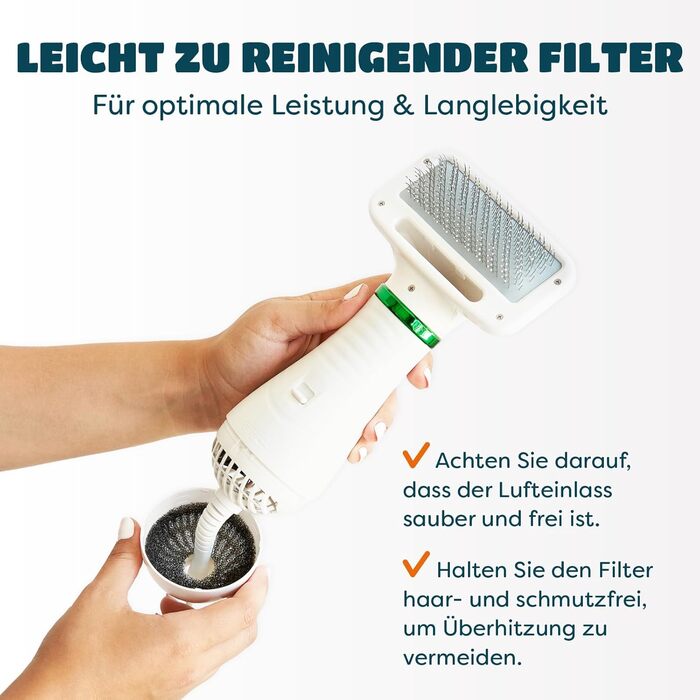 Фен для собак та котів 2-в-1 з щіткою | 300W, регулювання температури, нержавіюча сталь