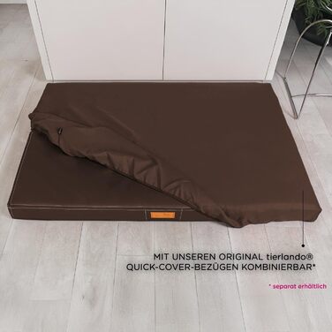 Ортопедичний матрац для собак Tierlando® Oscar Easy CLEAN з екошкіри та віскоеластичної піни, 120x90 см, колір: коричневий | Антипрослизьке покриття
